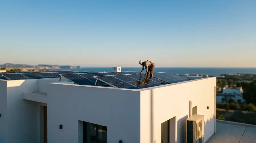 Instalación de paneles solares en una vivienda de la costa alicantina